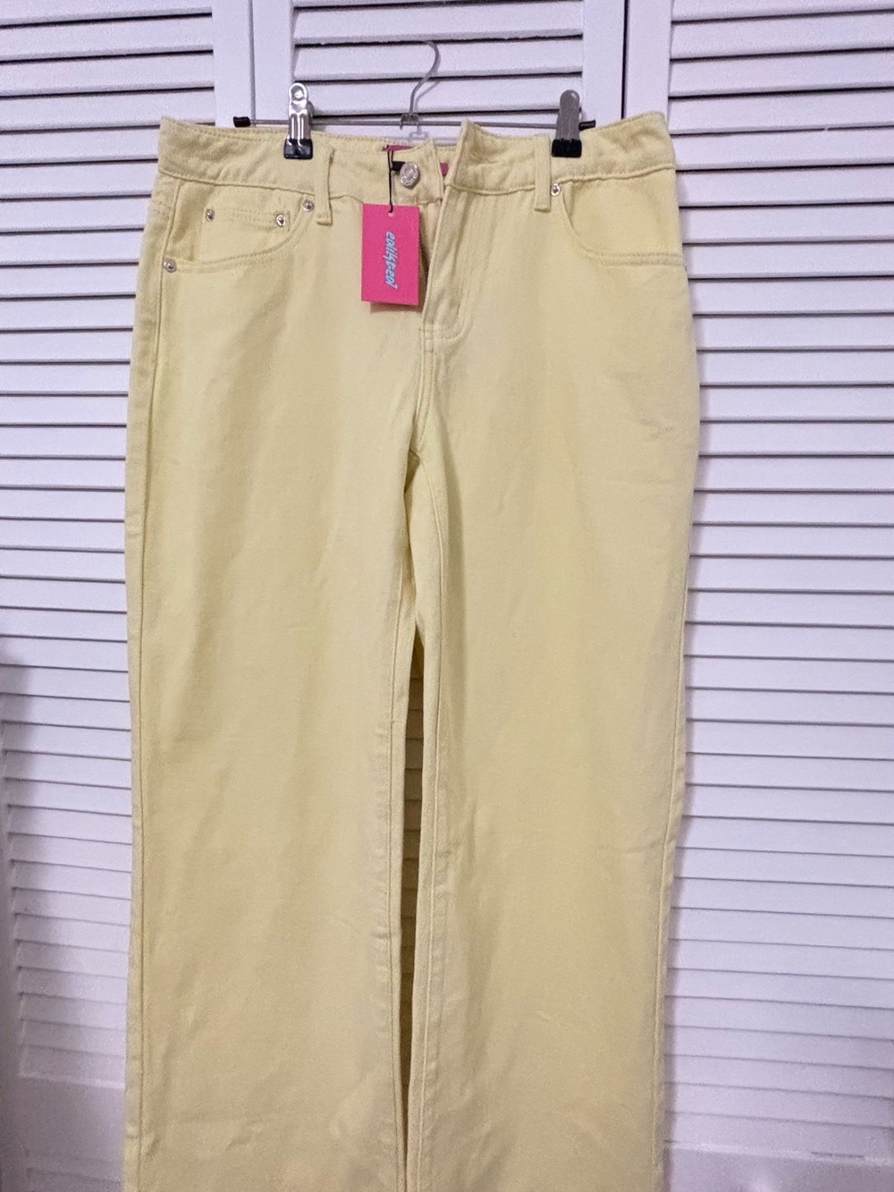 Edikted Straight Leg Jeans in Pale Yellow